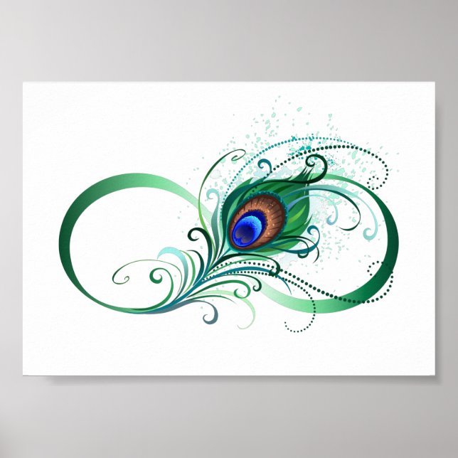 Infinity Symbol with Peacock Feather Poster (Front)