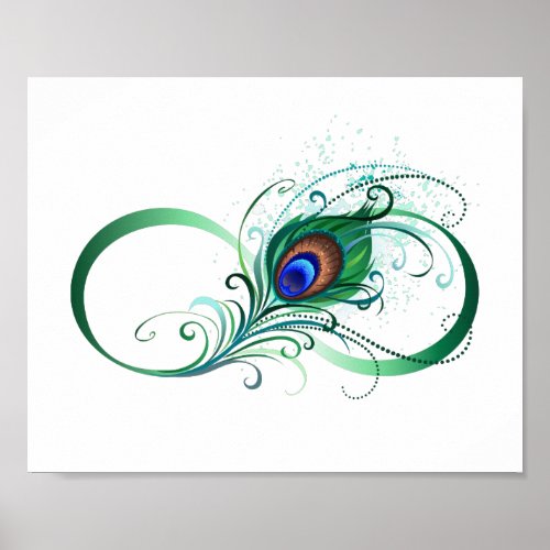 Infinity Symbol with Peacock Feather Poster