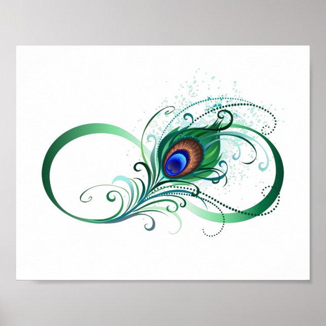 Infinity Symbol with Peacock Feather Poster (Front)