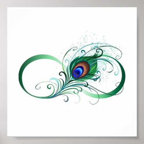 Infinity Symbol with Peacock Feather Poster