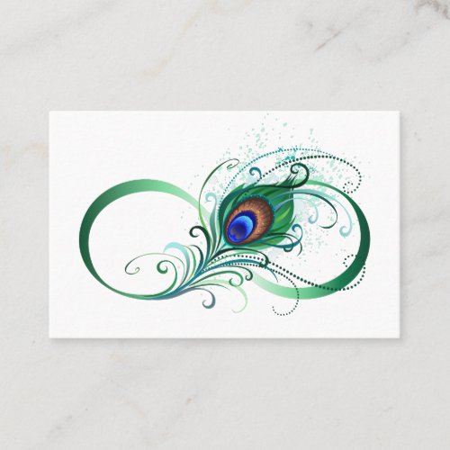 Infinity Symbol with Peacock Feather Referral Card