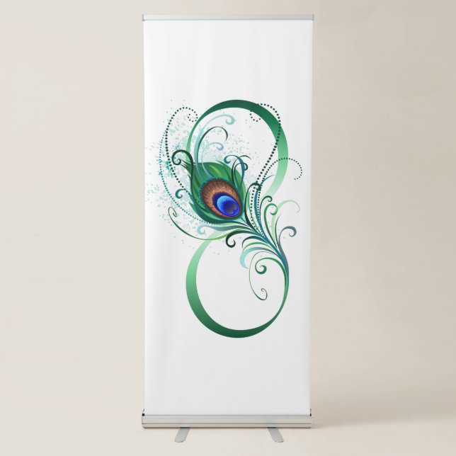Infinity Symbol with Peacock Feather Retractable Banner (Front)