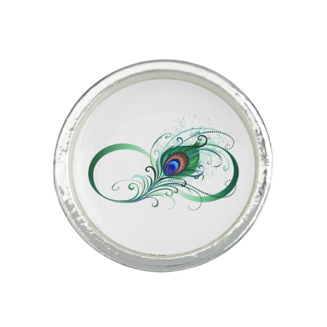 Infinity Symbol with Peacock Feather Ring (Front)