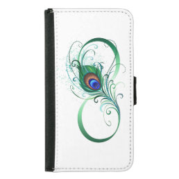 Infinity Symbol with Peacock Feather Samsung Galaxy S5 Wallet Case