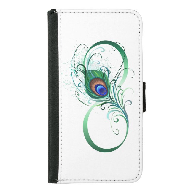 Infinity Symbol with Peacock Feather Samsung Galaxy Wallet Case (Front)