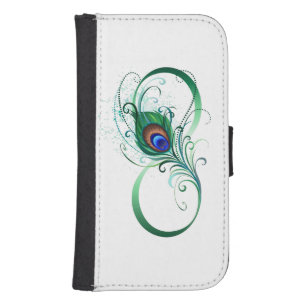 Infinity Symbol with Peacock Feather Galaxy S4 Wallet Case