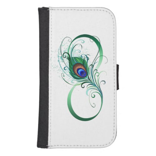 Infinity Symbol with Peacock Feather Galaxy S4 Wallet Case