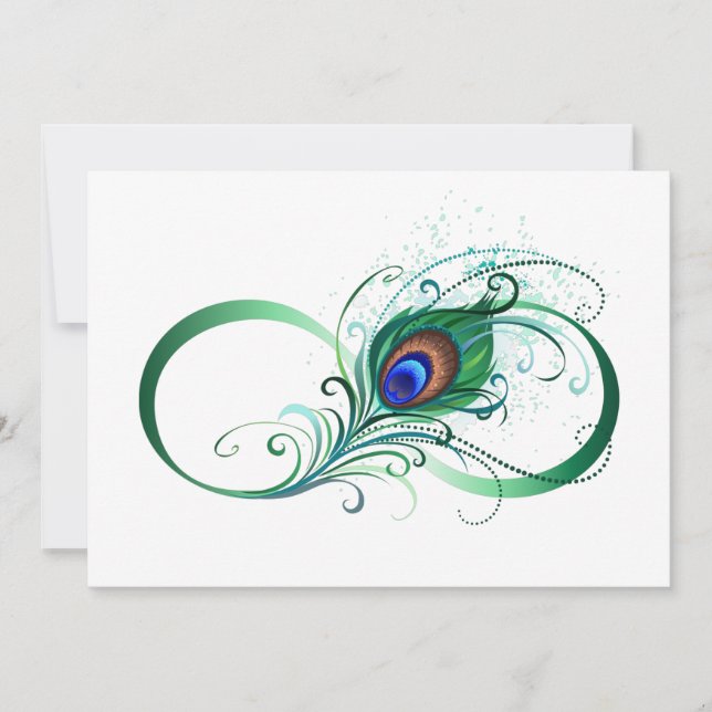 Infinity Symbol with Peacock Feather Save The Date (Front)