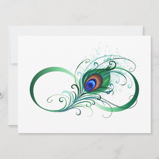 Infinity Symbol with Peacock Feather Save The Date (Front)
