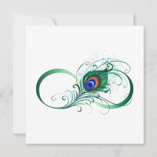 Infinity Symbol with Peacock Feather Save The Date