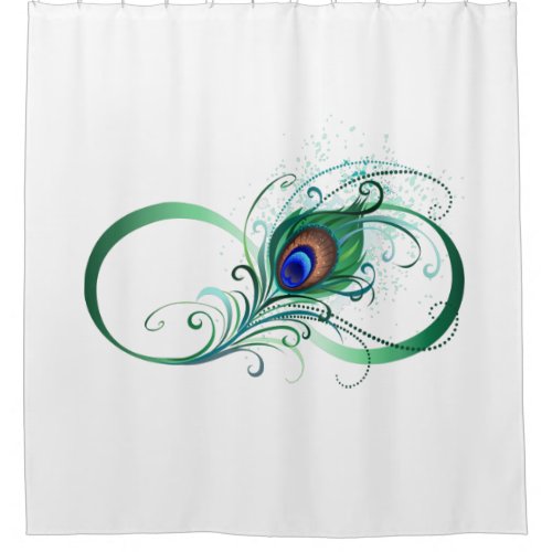 Infinity Symbol with Peacock Feather Shower Curtain