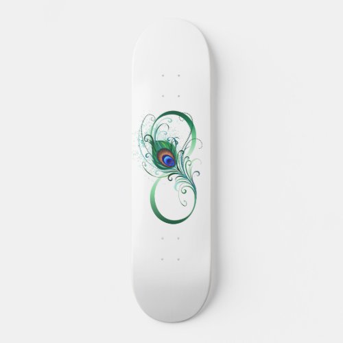 Infinity Symbol with Peacock Feather Skateboard