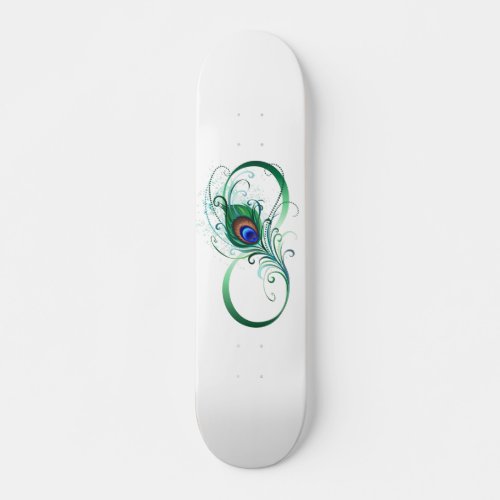 Infinity Symbol with Peacock Feather Skateboard