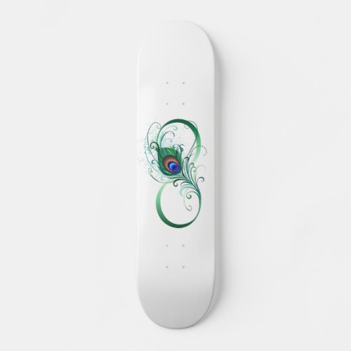 Infinity Symbol with Peacock Feather Skateboard