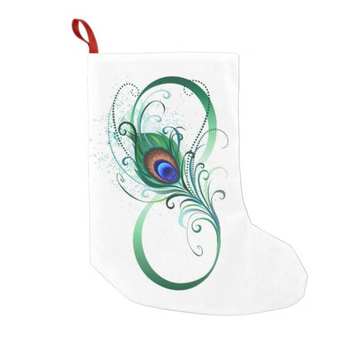 Infinity Symbol with Peacock Feather Small Christmas Stocking