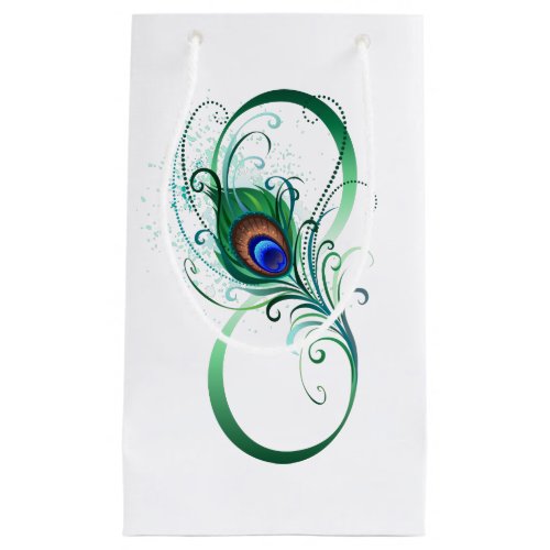 Infinity Symbol with Peacock Feather Small Gift Bag