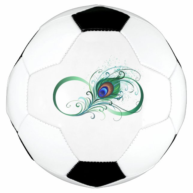 Infinity Symbol with Peacock Feather Soccer Ball (Front)