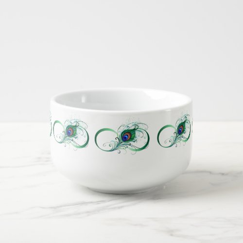 Infinity Symbol with Peacock Feather Soup Mug