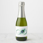 Infinity Symbol with Peacock Feather Sparkling Wine Label<br><div class="desc">The symbol of infinity with a bright,  green,  artistic peacock feather on a white background. Tattoo style.</div>