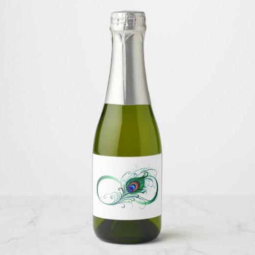 Infinity Symbol with Peacock Feather Sparkling Wine Label