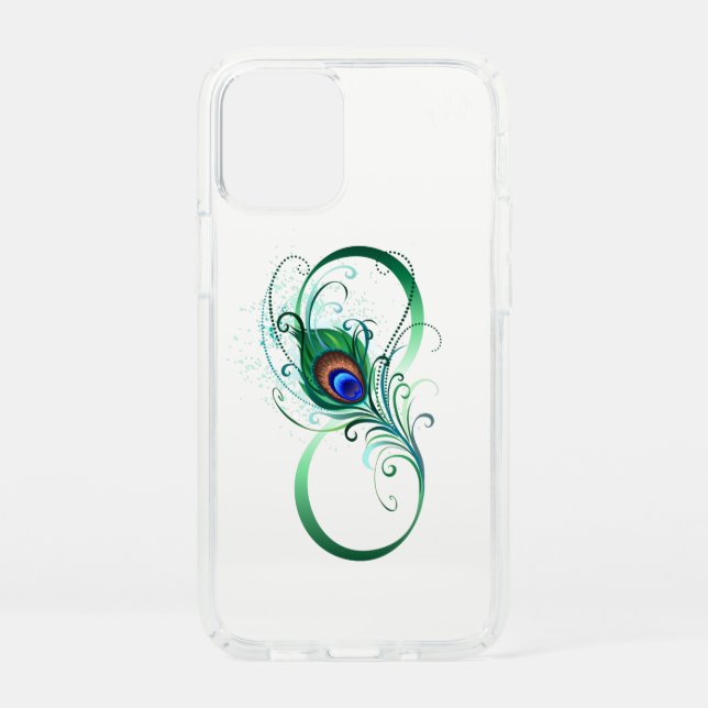 Infinity Symbol with Peacock Feather Speck iPhone 12 Mini Case (Front)