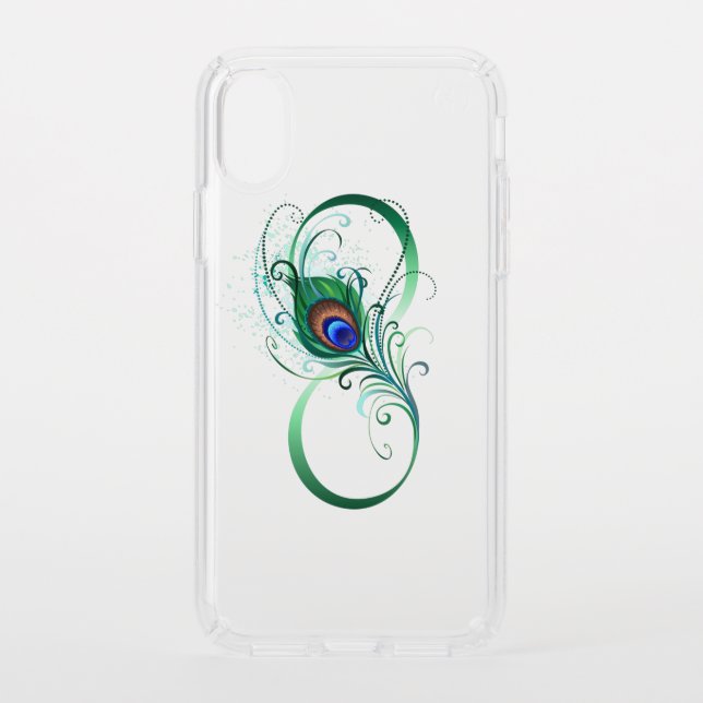 Infinity Symbol with Peacock Feather Speck iPhone X Case (Front)