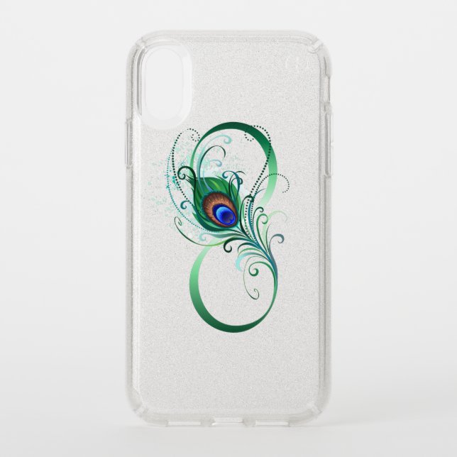 Infinity Symbol with Peacock Feather Speck iPhone XR Case (Front)