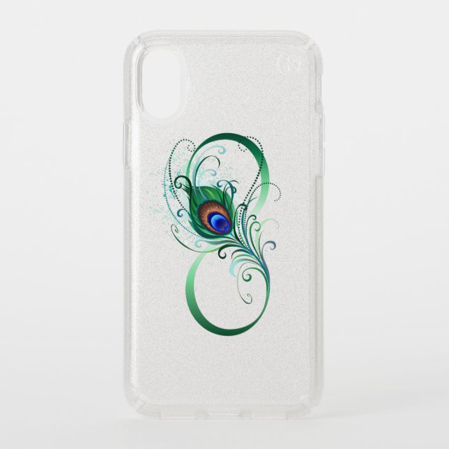 Infinity Symbol with Peacock Feather Speck iPhone XS Case (Front)
