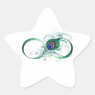Infinity Symbol with Peacock Feather Star Sticker