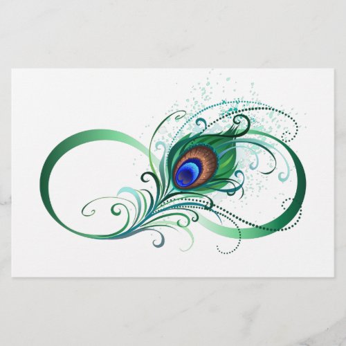 Infinity Symbol with Peacock Feather Stationery