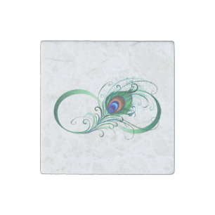 Infinity Symbol with Peacock Feather Stone Magnet