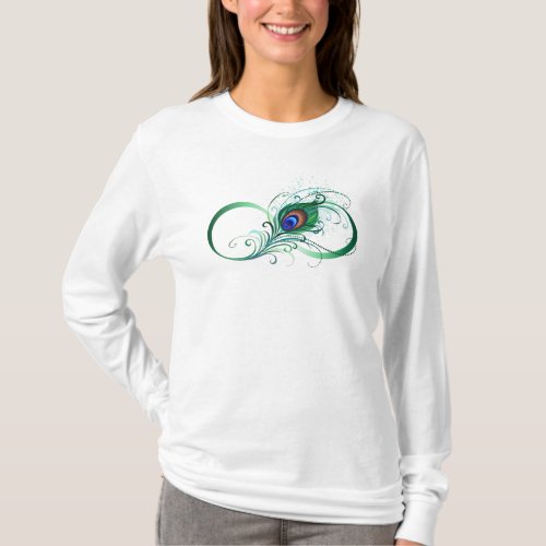 Infinity Symbol with Peacock Feather T_Shirt