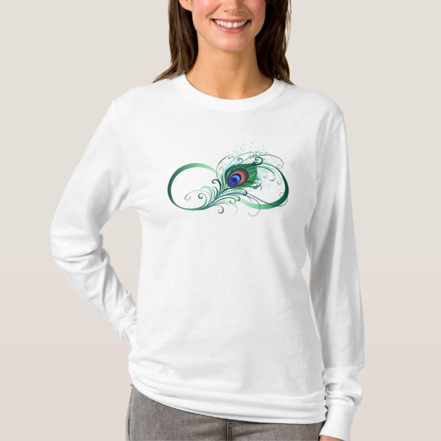 Infinity Symbol with Peacock Feather T-Shirt (Front)