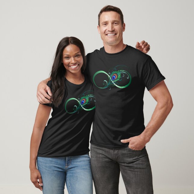 Infinity Symbol with Peacock Feather T-Shirt (Unisex)