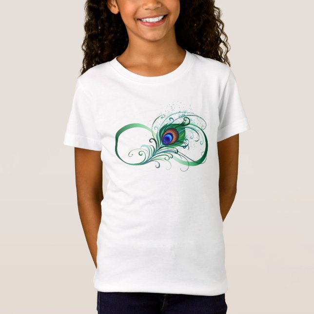 Infinity Symbol with Peacock Feather T-Shirt (Front)