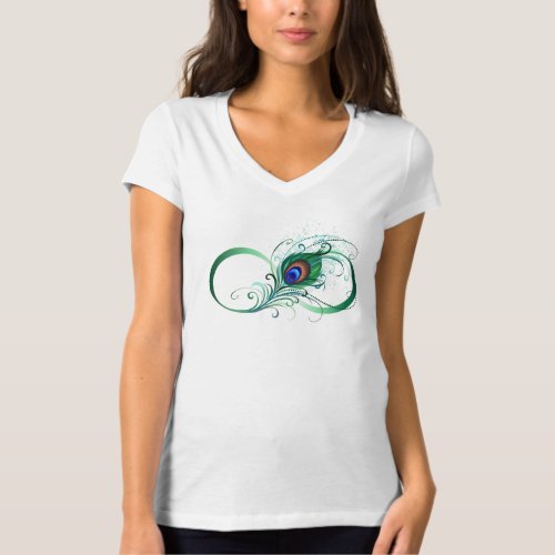 Infinity Symbol with Peacock Feather T_Shirt