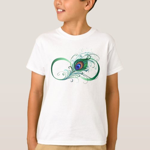 Infinity Symbol with Peacock Feather T_Shirt