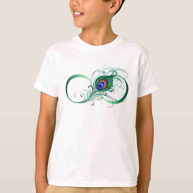 Infinity Symbol with Peacock Feather T-Shirt (Front)