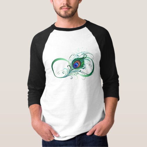 Infinity Symbol with Peacock Feather T_Shirt