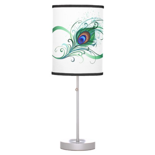 Infinity Symbol with Peacock Feather Table Lamp