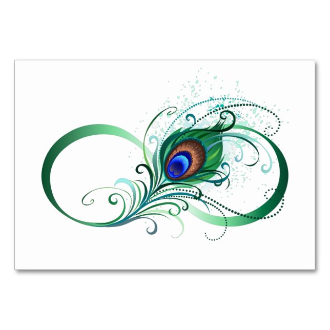 Infinity Symbol with Peacock Feather Table Number (Front)