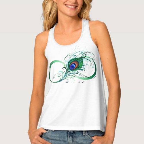 Infinity Symbol with Peacock Feather Tank Top