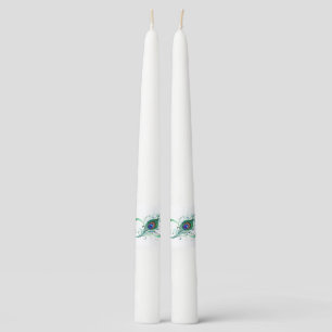 Infinity Symbol with Peacock Feather Taper Candle