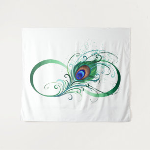 Infinity Symbol with Peacock Feather Tapestry