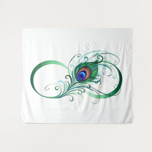Infinity Symbol with Peacock Feather Tapestry (Front (Horizontal))