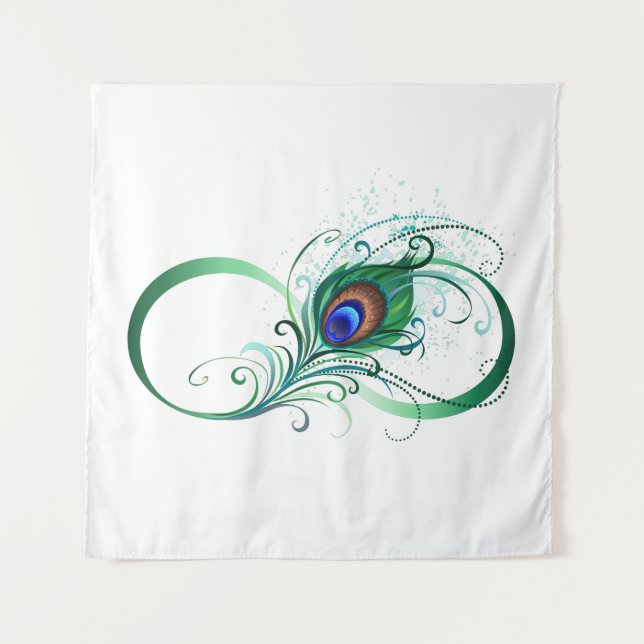 Infinity Symbol with Peacock Feather Tapestry (Front)