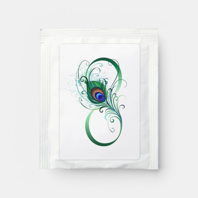 Infinity Symbol with Peacock Feather Tea Bag Drink Mix (Front)