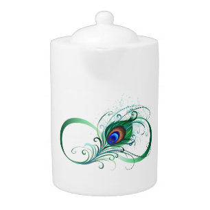 Infinity Symbol with Peacock Feather Teapot