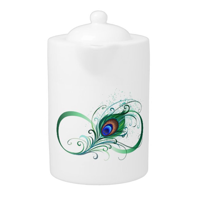 Infinity Symbol with Peacock Feather Teapot (Front)