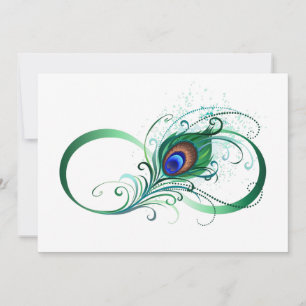 Infinity Symbol with Peacock Feather Thank You Card